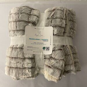 NEW Royal Luxe Micro Mink Sherpa Throw Gray 50"x60"
